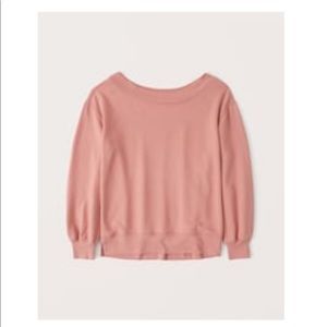 Abercrombie and Fitch Off the Shoulder Sweatshirt in Coral